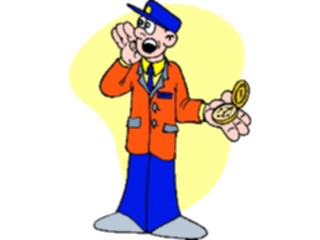 Sticker Custom Preview Image #094395 Occupations Cartoons Train Station Attendent