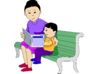 Sticker Custom Preview Image #101072 People General Boy Readingwith Mom