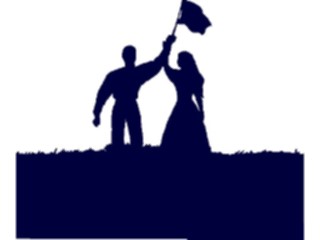 Sticker Custom Preview Image #102765 People Silhouettes Waving Flag