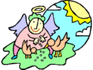 Sticker Custom Preview Image #107729 Religion Angel Cartoons Feeding Birds