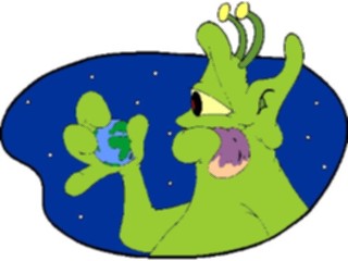 Sticker Custom Preview Image #113447 Science Fiction Space Alien Eating Earth