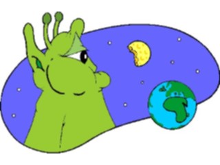 Sticker Custom Preview Image #113448 Science Fiction Space Alien Eating Moon