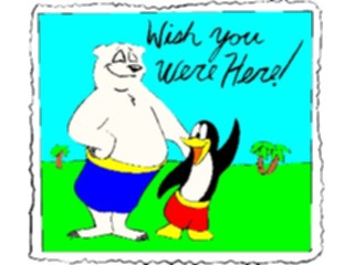 Sticker Custom Preview Image #132065 Travel Leisure Vacations Bear Penguin Postcard