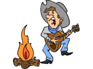 Sticker Custom Preview Image #133560 Western Rodeo Cowboy Singing By Fire