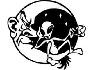  Alien Half Moon Decal Proportional