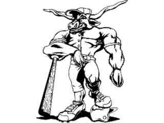  Baseball Steer Longhorn_ M B 1 Decal Proportional