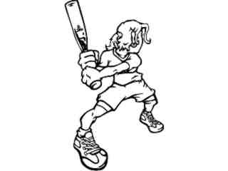  Baseball Young Girl_ M B 1 Decal Proportional