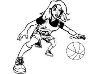  Basketball Girl Dribble_ M B 1 Decal Proportional