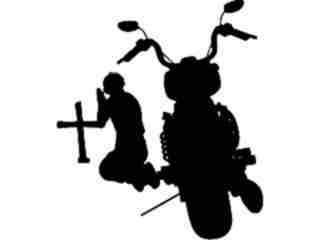  Biker Praying Motorcycle Decal Proportional