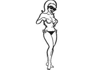  Bikini Girl Beach Decal Proportional