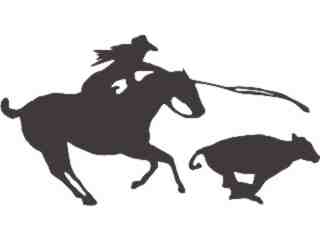  Cow Girl Roping Cow Decal Proportional