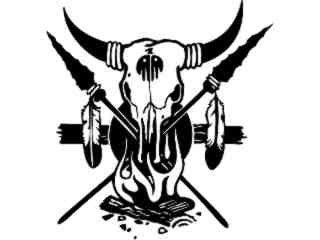  Cow Skull Indian Feathers_ 2 2 8_ V A 1 Decal Proportional