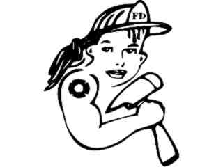  Fire Girl Ax Decal Proportional