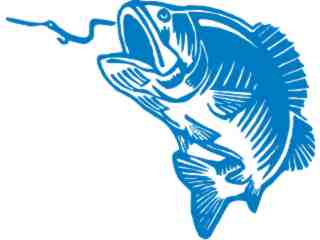  Fish Bass Hooked Decal Proportional