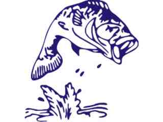  Fish Bass Jumping Out Of Water Decal Proportional