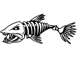 Fish Mad Skeleton Outline Decal Proportional