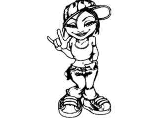  Girl Hip Hop Peace Decal Proportional
