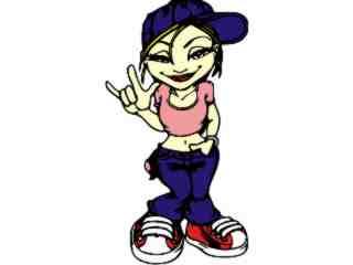  Girl Hip Hop Peace_ C L 1 Decal Proportional