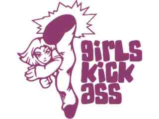  Girls Kick Ass Karate Kick Decal Proportional