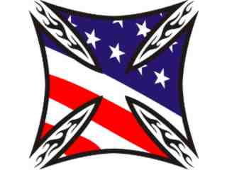  Iron Cross American Flag_ C L 1 Decal Proportional