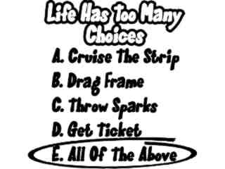  Life Has Too Many Choices Decal Proportional