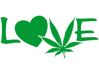  Love Heart Marijuana Weed Decal Proportional