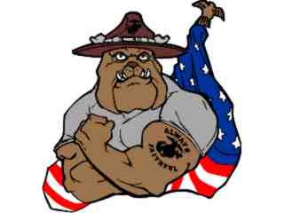  Marines Bulldog American Flag_ C L 2 Decal Proportional