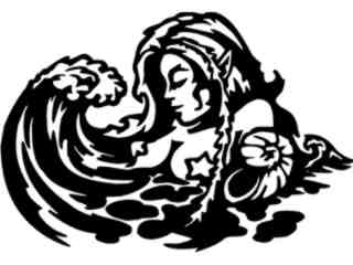  Mermaid Wave Decal Proportional
