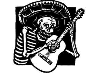  Mexican Guitar Skeleton Decal Proportional
