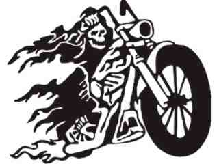  Motorcycle Skeleton Decal Proportional