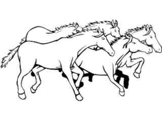  Mustang Horses Group_ M B 1 Decal Proportional