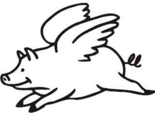  Pig Flying Decal Proportional