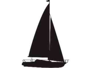  Silhouette Sailboat Decal Proportional
