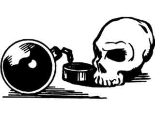  Skull Ball Chain Decal Proportional