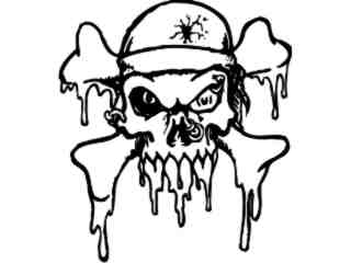  Skull Crossbones Bloody Decal Proportional
