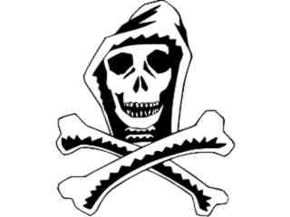  Skull Crossbones Hood Decal Proportional