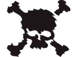  Skull Crossbones Jagged Decal Proportional