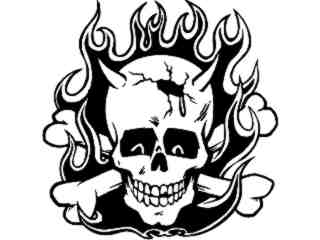  Skull Flames Crack Decal Proportional