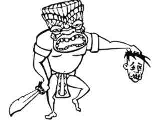 Tiki Head Hunter Man Decal Proportional