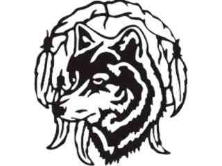  Wolf Dream Catcher Decal Proportional