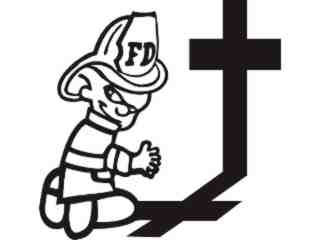  Firefighter Praying Decal Proportional
